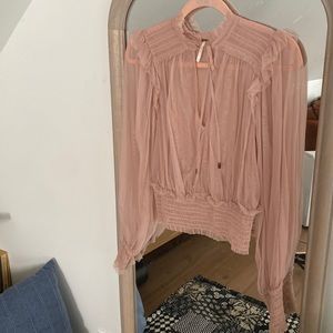 Free people pink tulle blouse
